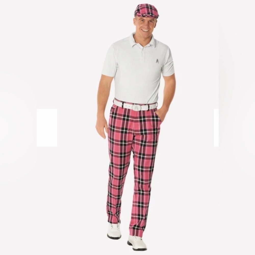 Royal & Awesome NWT Plaid in Pink golf pants size 38/34